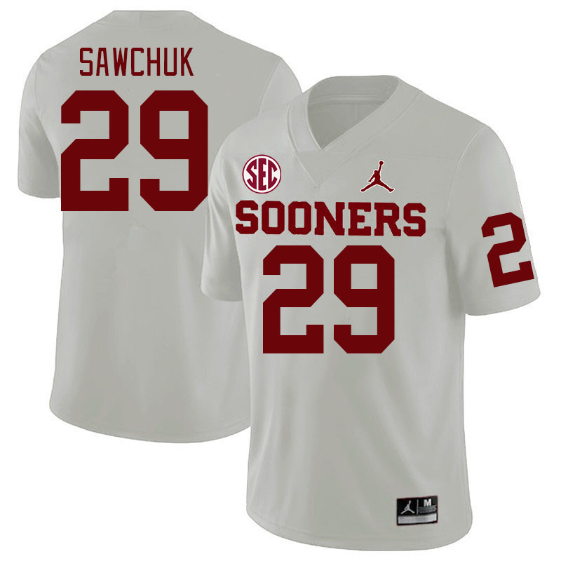 Men #29 Gabe Sawchuk Oklahoma Sooners 2024 SEC Conference College Football Jerseys-White